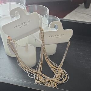 Ann Taylor Gold and Silver Layered Necklace Collection